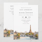 Romantische Waterverf Paris Frankrijk QR Code Trou Kaart (Voorkant / Achterkant)