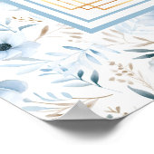 Romantische Waterverf Pastel Blauw Goud Zitplaatsk Poster (Hoek)