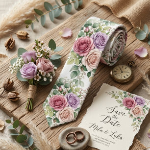 Romantische waterverf pastel roze bloem  stropdas