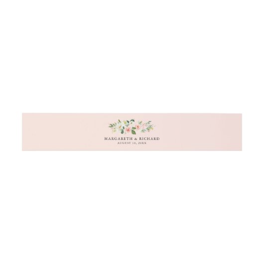 Romantische Waterverf Peach Floral Garland Weddens Uitnodigingen Wikkel (Vlak)