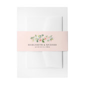 Romantische Waterverf Peach Floral Garland Weddens Uitnodigingen Wikkel (Voorkant Voorbeeld)