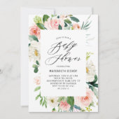 Romantische Waterverf Peach Florals Baby shower Kaart (Voorkant)