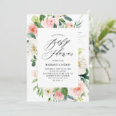 Romantische Waterverf Peach Florals Baby shower Kaart (Staand voorkant)