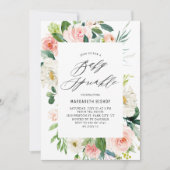 Romantische Waterverf Peach Florals Baby Sprinkle Kaart (Voorkant)