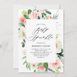 Romantische Waterverf Peach Florals Baby Sprinkle Kaart