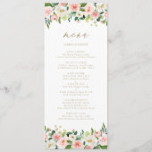 Romantische Waterverf Peach Florals Gold Menu (Voorkant)