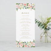 Romantische Waterverf Peach Florals Gold Menu (Staand voorkant)