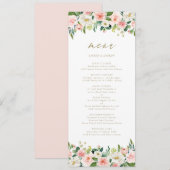 Romantische Waterverf Peach Florals Gold Menu (Voorkant / Achterkant)