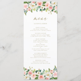 Romantische Waterverf Peach Florals Gold Menu