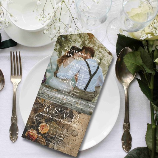 Romantische  Waterverf Peach Roos Website All In One Uitnodiging