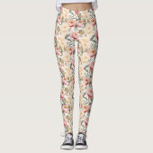 Romantische Waterverf Peony Floral Leggings (Voorkant)