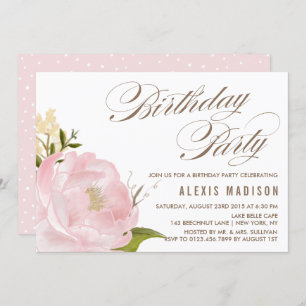 Romantische Waterverf Peony Flower Birthday Kaart