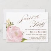 Romantische Waterverf Peony Sweet 16 Verjaardagsfe Kaart (Voorkant)