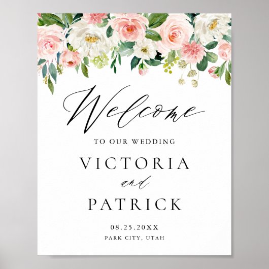 Romantische Waterverf Perzische Florals Weddenscha Poster (Voorkant)