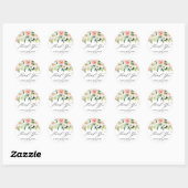 Romantische Waterverf Pink Peach Florals Hartelijk Ronde Sticker (Vel)