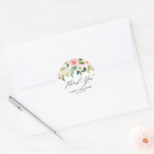 Romantische Waterverf Pink Peach Florals Hartelijk Ronde Sticker (Envelop)
