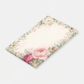 Romantische waterverf pioenrozen bloemengrens  post-it® notes (Schuin)