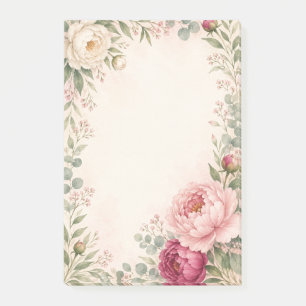 Romantische waterverf pioenrozen bloemengrens post-it® notes
