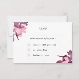 Romantische Waterverf Plum Floral Wedding RSVP Kaartje