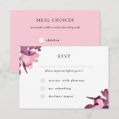 Romantische Waterverf Plum Floral Wedding RSVP Kaartje (Voorkant / Achterkant)