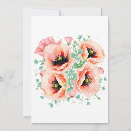 Romantische Waterverf Poppy Flowers Vrijgezellenfe Kaart (Achterkant)