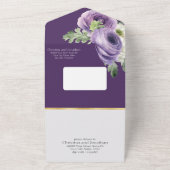 Romantische Waterverf Ranunculus op donker Paars All In One Uitnodiging (Buitenkant)