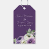 Romantische Waterverf Ranunculus op donker Paars Cadeaulabel (Achterkant)