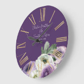 Romantische Waterverf Ranunculus op donker Paars Grote Klok (Hoek)