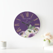 Romantische Waterverf Ranunculus op donker Paars Grote Klok (Huis)