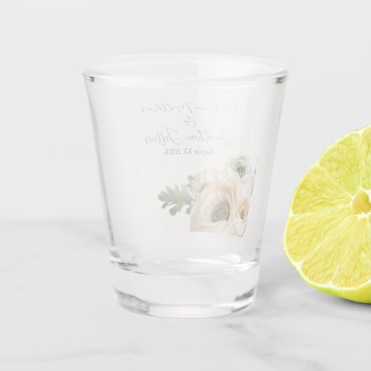 Romantische Waterverf Ranunculus Shot Glas (Achterkant)