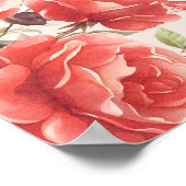 Romantische Waterverf Red Roses Huwelijk Welkom Poster (Hoek)