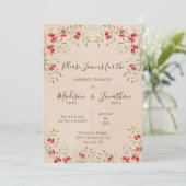 Romantische Waterverf Rode Berries Kaart (Staand voorkant)