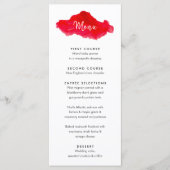 Romantische Waterverf Rode bruiloft Menu kaart (Voorkant)