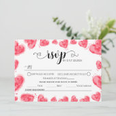 Romantische Waterverf Rode harten bruiloft RSVP Ka Kaart (Staand voorkant)
