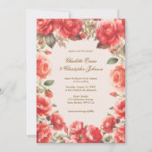 Romantische Waterverf Rode Rozen Bloemen Huwelijk Kaart (Voorkant)