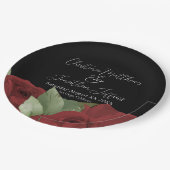 Romantische Waterverf rode rozen op zwart Papieren Bordje (Gekanteld)