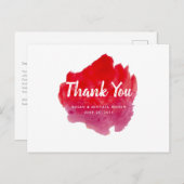 Romantische Waterverf Rood huwelijk Hartelijk dank Briefkaart (Voorkant / Achterkant)