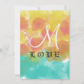 Romantische Waterverf Roze Blauwe Gele Weddenschap Kaart (Achterkant)