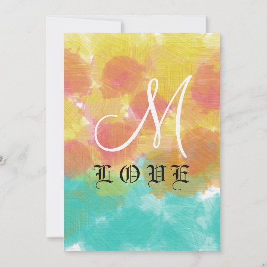 Romantische Waterverf Roze Blauwe Gele Weddenschap Kaart (Achterkant)