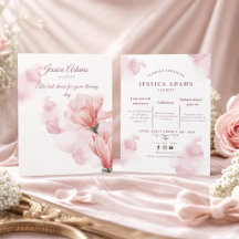 Romantische waterverf Roze bloemen Flyer