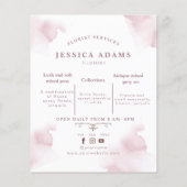 Romantische waterverf Roze bloemen Flyer (Achterkant)