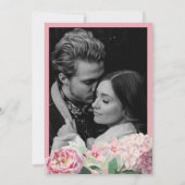 Romantische Waterverf Roze Bloemen Foto Bruiloft Save The Date (Achterkant)