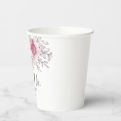 Romantische waterverf roze bloemen Mr & Mrs bruilo Papieren Bekers (Links)