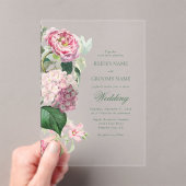 Romantische Waterverf Roze Bloemen Tuin Bruiloft Acryl Uitnodigingen (Insitu (Draagbaar))