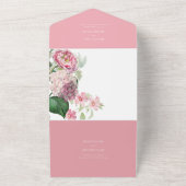 Romantische Waterverf Roze Bloemen Tuin Bruiloft All In One Uitnodiging (Buitenkant)