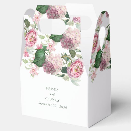 Romantische Waterverf Roze Bloemen Tuin Bruiloft Bedankdoosjes (Geopend)