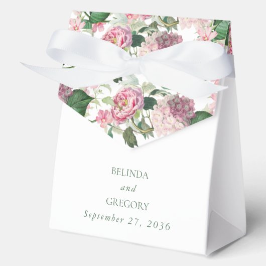 Romantische Waterverf Roze Bloemen Tuin Bruiloft Bedankdoosjes (Voorkant)
