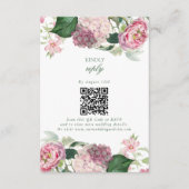 Romantische Waterverf Roze Bloemen Tuin Bruiloft Informatiekaartje (Voorkant)