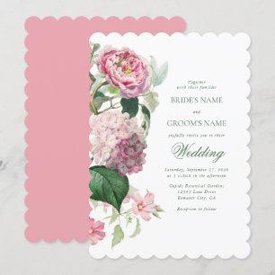Romantische Waterverf Roze Bloemen Tuin Bruiloft Kaart