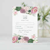 Romantische Waterverf Roze Bloemen Tuin Bruiloft RSVP Kaartje (Staand voorkant)